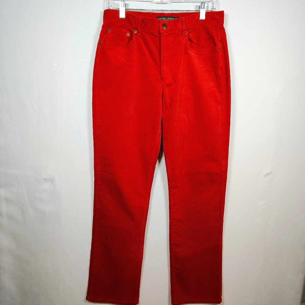 Lauren Ralph Lauren Women's Size 8 Red Corduroy Classic Straight Pants